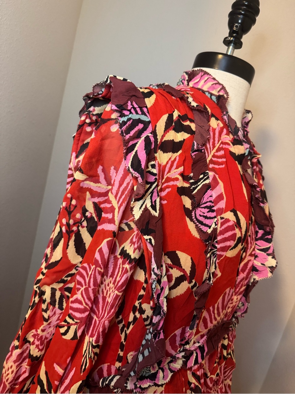 FARM Rio Pink and Orange Floral Ruffle Mini Dress - Picture 4 of 8
